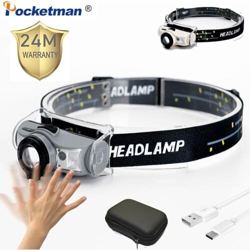 60000lm most powerful Headlamp light Wide Angle White & Red Light Zoomable Motion Sensor head lamp 4 Modes Camping Hiking Light