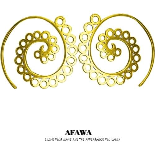 Indian Hoop Stainless Steel Round Mandala Openwork Tribal Ethnic Earrings Gold Color Bohemian Earrings Women Jewelry E9202S01