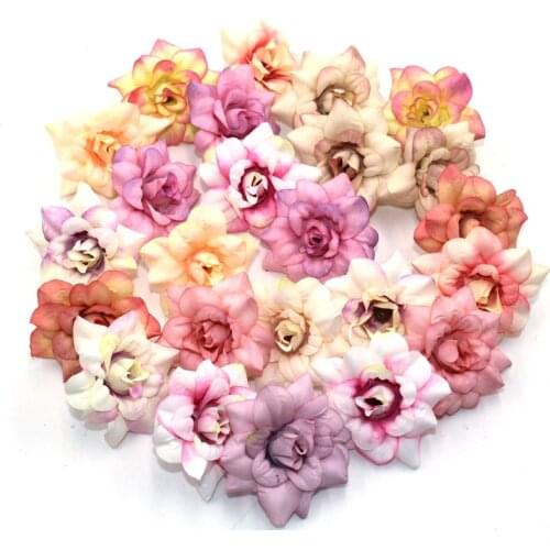 Cheap and Beautiful Artificial Rose Flower 4.5cm Silk 20 Pieces | Wedding and New Year Decoration Garland, DIY, Scrapbook Gift B