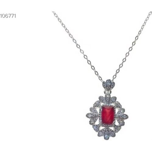 KJJEAXCMY boutique jewelry 925 sterling silver inlaid natural ruby female models luxury leaf pendant necklace support detection