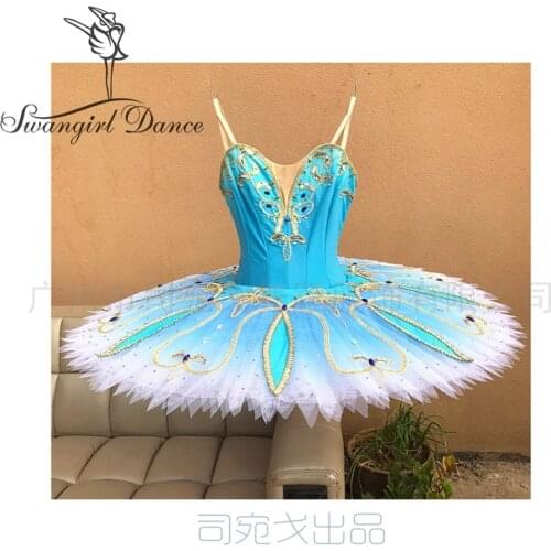 Gradient Blue Bird variation Classical Professional Ballet Tutu Adult performance pacake tutu for girls BT9262