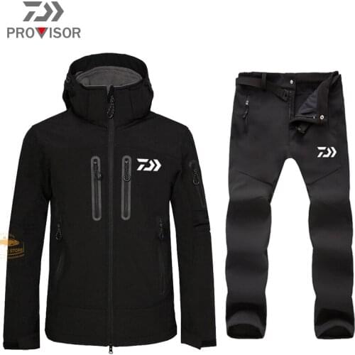 Daiwa Winter Mens Outdoor Fishing Warm Waterproof Suit DAIWA Spring Fishing Soft Shell Clothes Hiking Jacket