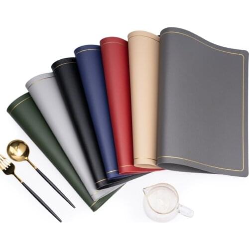 Place Mat PVC Leather Washable Placemats for Dining Table Mat Non-Slip Placemat Set in Kitchen Accessories Cup Coaster Wine Pad