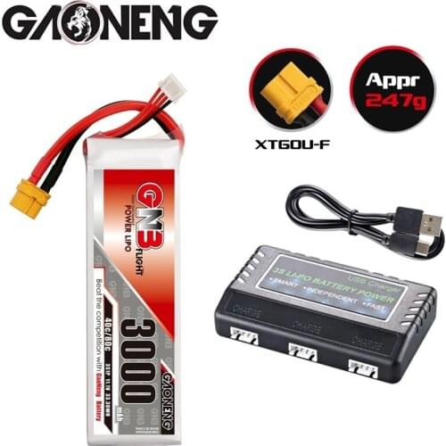 GNB 3000mAh 11.1V 3S 40C/80C Lipo Battery With XT60 Plug with charger For RC Helicopter Quadcopter FPV Racing Drone Parts