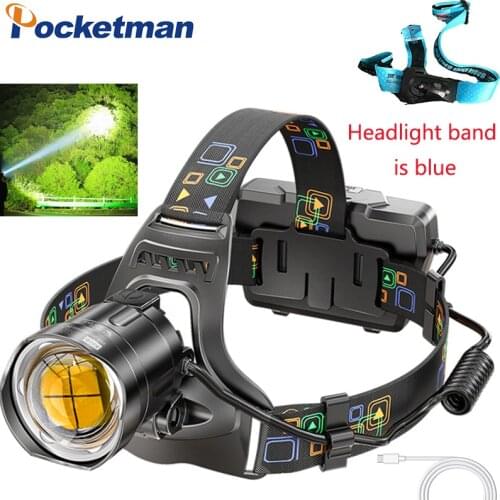 500000LM Ultra Bright XHP100 LED Headlamp 2500M Long Range USB Rechargeable Headlight Waterproof Head Lamp Head Flashlight Torch