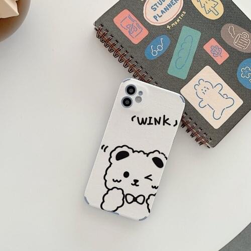 Cartoon Cute Bunny Bear Phone Case for iPhone 11 12pro 12mini Silicone Soft Shell for iPhone 8 XS 7/8Plus Phone Cover Anti-fall