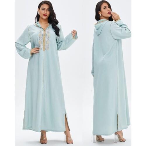 Ramadan Turkey Hooded Muslim Dress Women Abaya Moroccan Kaftan Islamic Clothing Embroidery Djellaba Dubai Jilbab Party Vestidos