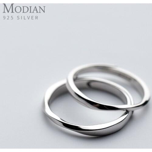 Modian New 925 Sterling Silver Geometric Cut Ring for Men Women Fashion Open Adjustable Couple Ring Fine Jewelry Accessories