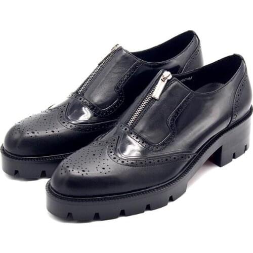 New carved casual shoes for men fashion genuine leather increase platform shoes zipper business men shoes