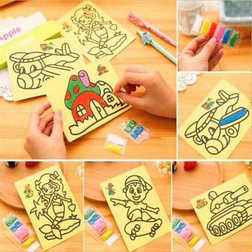New Cartoon DIY Handmade Yellow Medium Sand Painting Kindergarten Handmade Materials Making Puzzle Children Sand Painting Gifts
