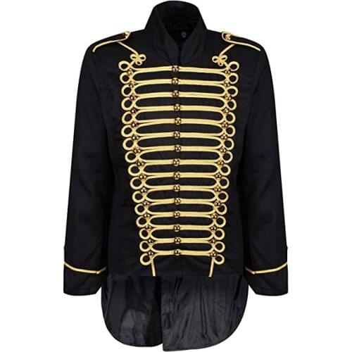 Cosplaydiy Mens Adult Parade Jacket Marching Band Drummer Gothic Tailcoat My Chemical Romance Trench Coat L320