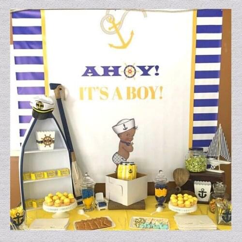 Custom Anchor Blue And White Striped Navy photography backgrounds Computer print party photo backdrop