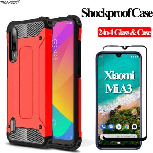 Shockproof Case For Xiaomi-Mi-A3 Soft Silicone Armor Glass Cases Xiomi MiA3 Bumper Protection Full Case mi a3 mia 3 mi a 3 Cover
