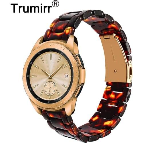 Women Resin Watchband for Samsung Galaxy Watch 42mm / Active / Active 2 40mm 44mmQuick Release Band Steel Clasp Strap Bracelet