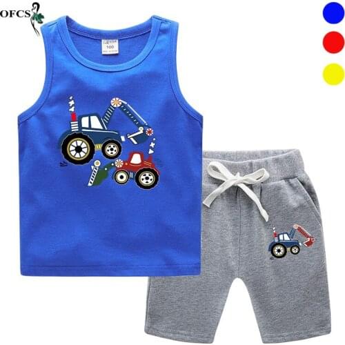 Retail Summer Baby Suit Teenagers Cartoon Cotton Vest + Beach Shorts 2 Pcs Boys Girls Optional Combination Suit Children Clothes