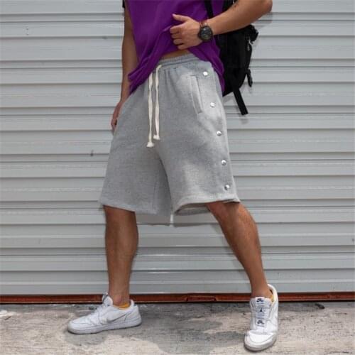 Breasted sport button shorts Jogger Breathable Casual Men Shorts Loose Elastic Waist Hip Hop Streetwear Skateboard Shorts