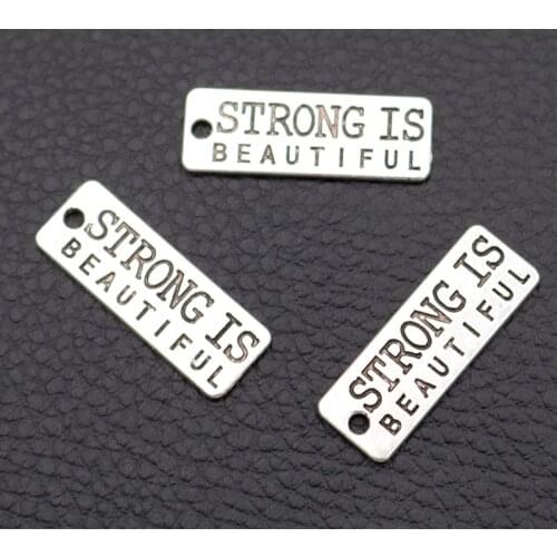 Strong Is Beautiful Tags Pendant ,Strong Beautiful, Strong Charm, Strong Girl Strong Women, You Are Strong Exercise Gift 15pcs