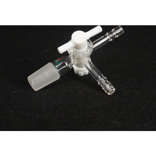 19/26 Joint T Type Glass Adapter Three-Way PTFE Stopcock 110mm Length Lab Ware