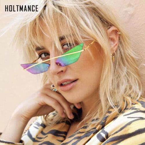 Luxury Cat Eye Women Sunglasses Men Brand Designer Mirror Lens Metal Frame Glasses Retro Shades Street Fashion Triangle Eyewears