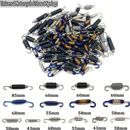 2PCS Stainless Steel Universal Motorcycle Muffler Exhaust Springs Hooks Front Middle Link Pipe Exhaust Connect Spring Kit Set