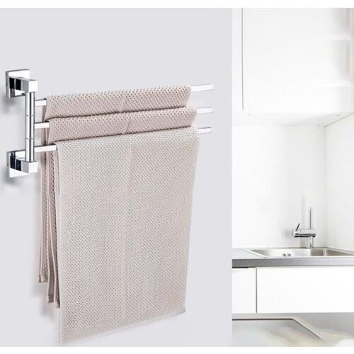 2/3/4 Wall Mounted Towel Bar Rotating Swivel Stainless Steel Space Saving Storage Racks for Bathroom Bedroom Kitchen