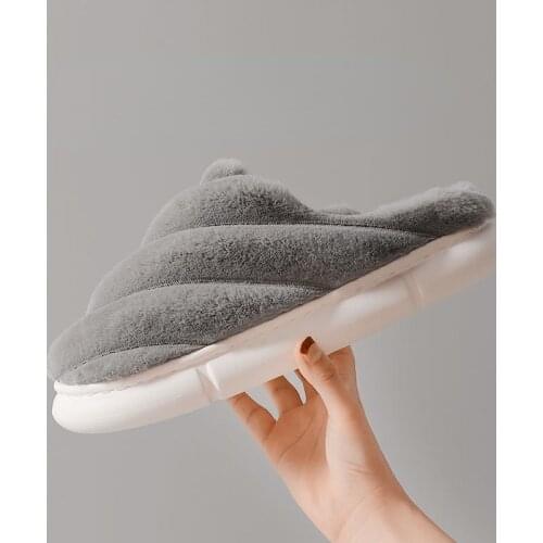 High grade mens and womens new thick bottomed cotton slippers with the feeling of stepping on excrement in winter