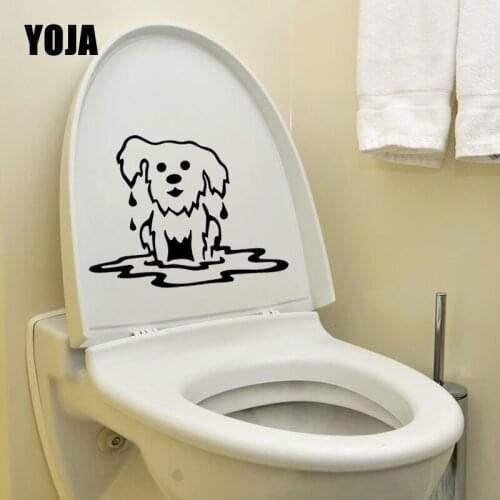 YOJA 23.2X18.1CM Wall Stickers Toilet Decal Dog Pet Puppy Funny Animal Kids Room Decoration T5-1628