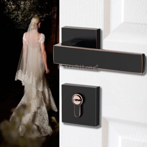 1Set Bedroom Door Zinc Alloy Solid Wood Door Lock Mute Split American Minimalist Interior Handle Lock GF68