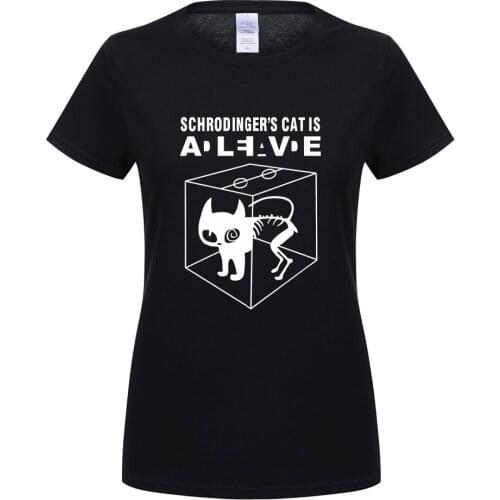 Women T-shirt Erwin Schrodingers Cat T Shirts Couple Women Sheldon T Shirt The Big Bang Theory T-shirt Girl Tees Top OT-252
