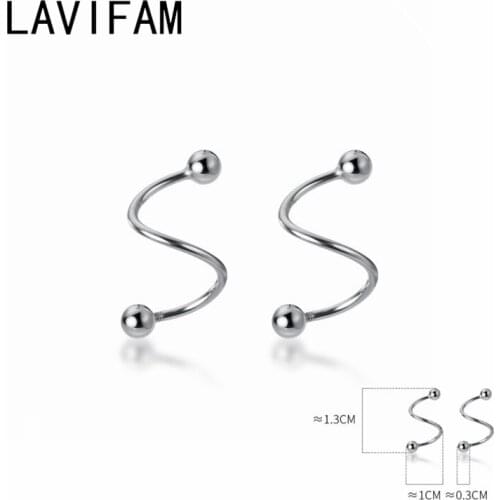 S925 Sterling Silver Small Simple Wave Twist Screw Back Stud Earrings for Hip Hop Rock Girl Women Geometric Jewelry