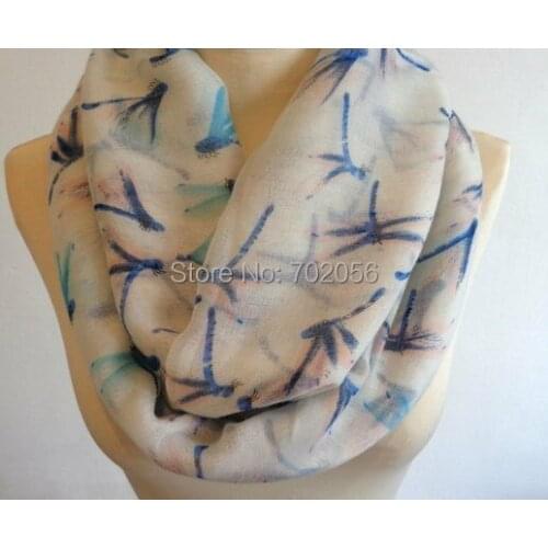 2016 Dragonfly Print Voile Infinity Scarf For Women Fashion Long Ring Scarves All season 90*180cm 14pcs/lot #3804