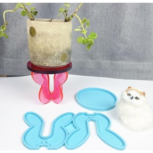 1 Set Epoxy Resin Mold Potted Ornaments Bracket Tray Silicone Mould DIY Crafts Decortaions Casting Tool