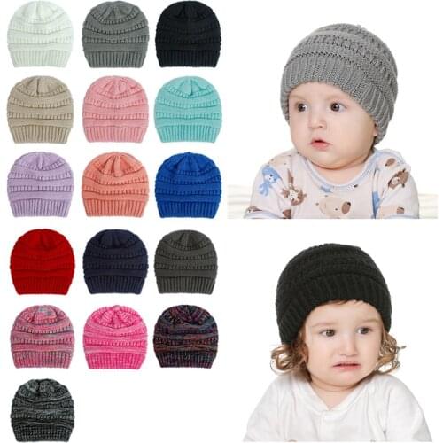 10 Pcs Children Winter Caps Infant Newborn Kids Baby Wool Knitted Hat Thicken Cap Beanie Gorros For Cute Boys Girls 0-2 Years