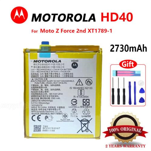 100% Original 2730mAh HD40 SNN5987A Battery For Motorola Moto Z Force 2nd Moto Z Force 2nd gen Moto Z2 Force XT1789-1 With tools