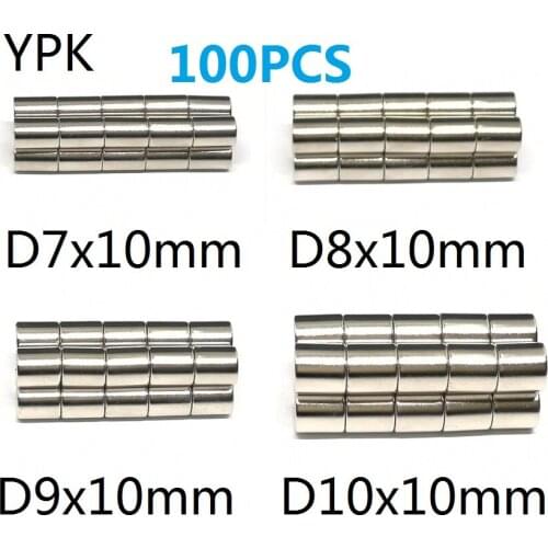 100PCS/LOT NdFeB Magnet 7*10 8*10 9*10 10*10 N35 Cylinder MAGNETS 7x10 8x10 9x10 10x10 Round Neodymium Magnetic Material