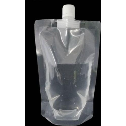 100 Pcs Sealed Milk Liquid Durable Beverage Stand Up Transparent Juice Disposable Coffee Drink Pouch Packaging Bag With Nozzle