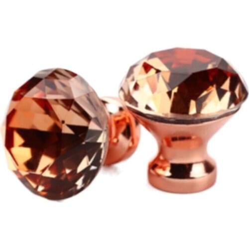 12pcs Rose Gold Diamond Shape Design Crystal Door Furniture Knobs Cupboard Drawer Cabinet Pull Kit Handles Zinc alloy Delicate