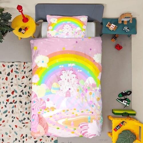 3D Print Cartoon Kawaii Rainbow Beding Set Custom Cute Pillowcase Duvet Cover Home Bedroom Decor Queen King Single Kids Girls