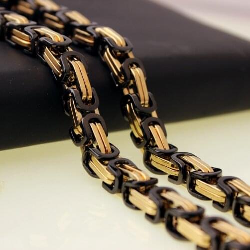 4/5/8mm New Arrive Gold Black 316L Stainless Steel Handmade Byzantine Chain Men Women Necklace Or Bracelet 7-40" Unisexs Jewelry