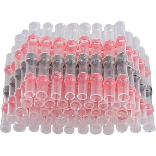 50pcs/set Red Electrical Heat Shrink Solder Sleeves Wire Butt Terminals Connectors 22-18 AWG
