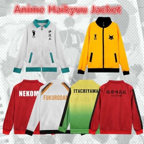 Anime Haikyuu Jacket Sportswear Coat Karasuno Nekoma Shiratorizawa Itachiyama Inarizaki Fukurodani Jacket Haikyu Cosplay Costume