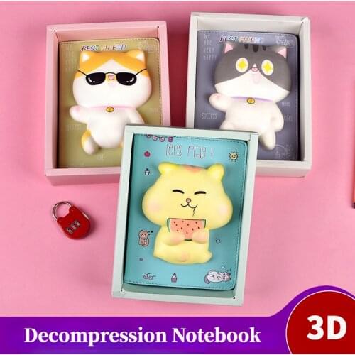 3D Cartoon Decompression PU Leather Notebook Student Kid Funny Anti-stress Gifts Schedule Planner Office Stationery