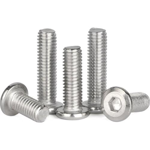 M6 M8 Flat Round Hex Socket Head Cap Screw Metric Thread Machine Hexagon Bolt 304 Stainless Steel