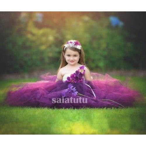 Flower Girls Birthday Banquet Lace Stitching Dress Elegant Girl Evening Party Dress Princess Flower Girls Eucharist Party Dress