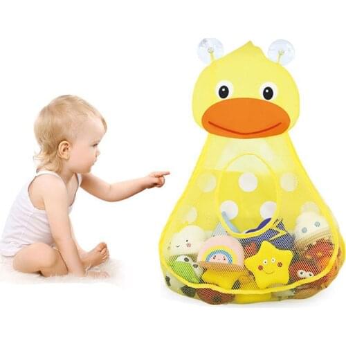 Baby Bath Toy Storage Bag Cute Duck Frog Mesh Net Organizer Holder Bathroom Organizer Mesh Strong Suction Cups Water Toys Bag