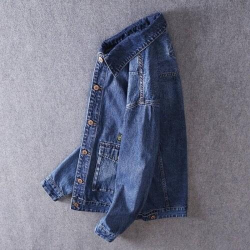 Safari Style Mens Denim Jacket Spring Autumn Japanese Vintage Casual Coat Long Sleeve Single Breasted Outwear Male Jean Jackets