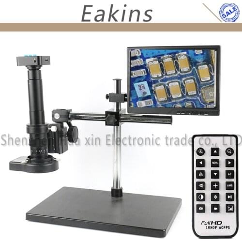 HD 1080P 16MP 60Fps HDMI USB Video Microscope Camera 10.1" LCD Display Adjustable Boom Table Stand Work System For PCB Repair