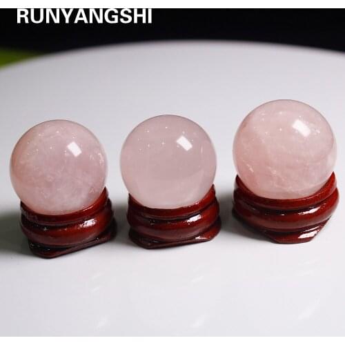 Healing Crystal Natural Pink Rose Quartz Gemstone Ball Divination Sphere Collection Wedding Decor gifts