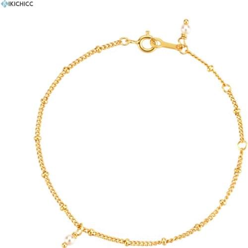 Kikichicc 100% 925 Sterling Silver Pearl Charm Chain Bracelet 2020 European Women Rock Punk Fine Jewelry Luxury Adjustable Jewel