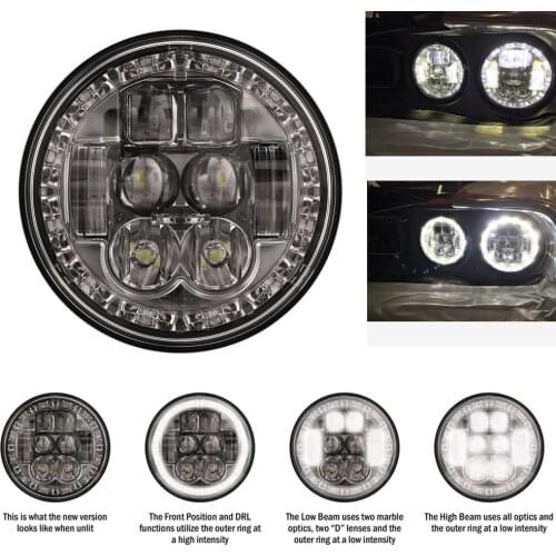 DRL 5.75" Round Led Headlights High Low Beam Fits All 6" or 5.75" Inch Round sealed beam Headlight